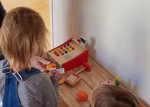 Joueco Wooden Toy Cash Register from Wood for 3+ Years 33pcs