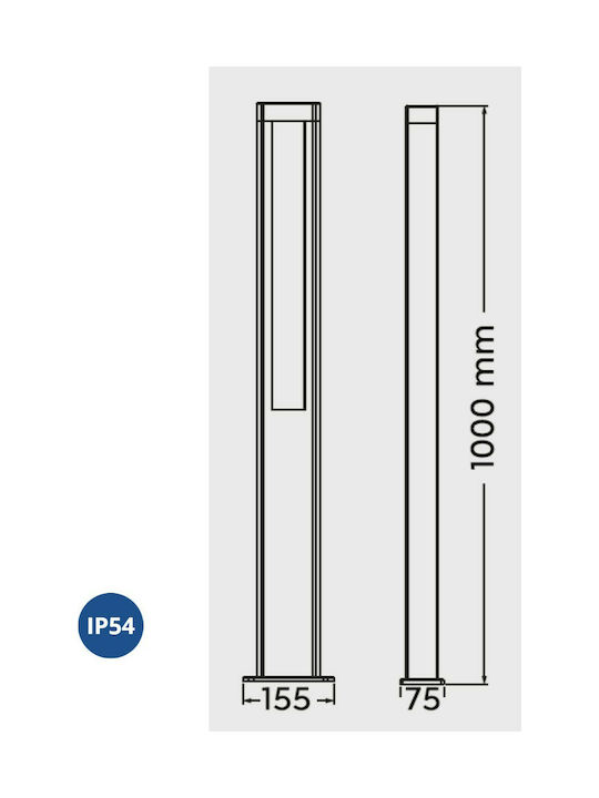 Trio Lighting Rhine Small Post Outdoor Floor Lamp 5.5W with Warm White Light IP54 Black