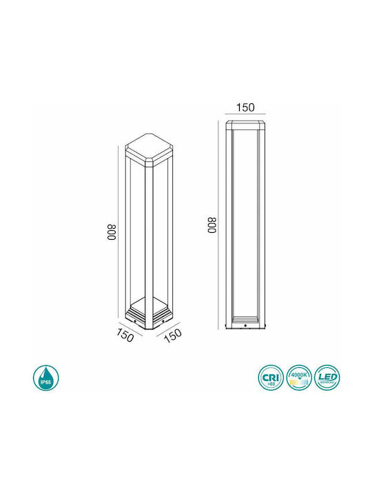 Gea Luce Paka Outdoor Floor Lamp Small Post IP65 Gray