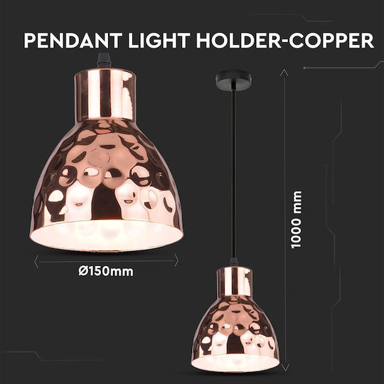 V-TAC Pendant Light Rose Gold with Socket E27 15cm