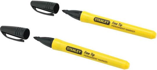 Stanley Fine Tip Permanent Markers 1mm Black 2pcs