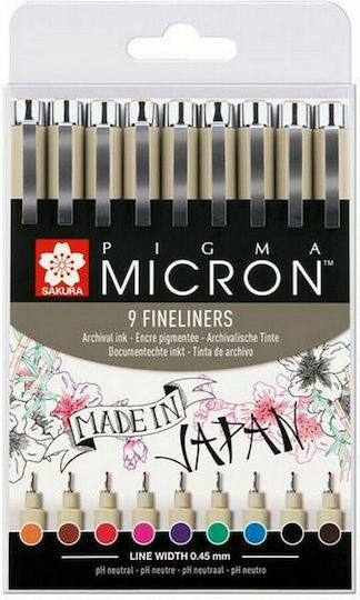 Sakura Pigma Brush Design Markers 0.5mm Multicolour 9pcs