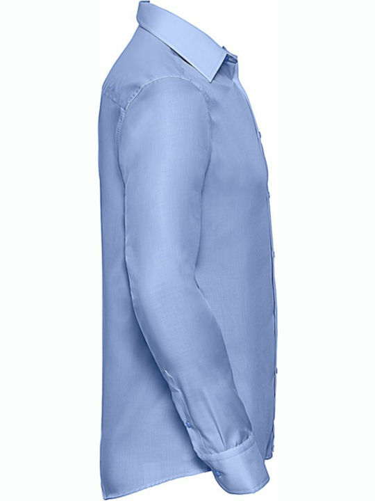 Long Sleeve Cotton Shirt In Narrow Fit Slim Light Blue Light Blue