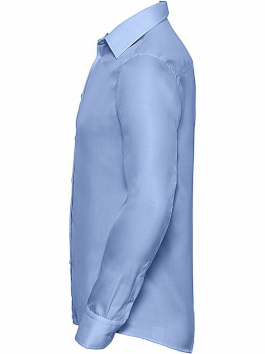 Long Sleeve Cotton Shirt In Narrow Fit Slim Light Blue Light Blue