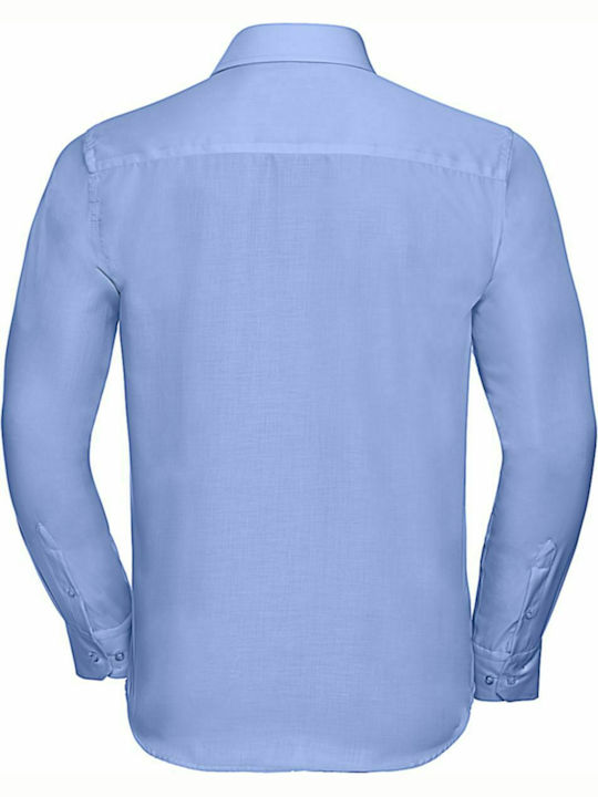 Russell Europe Men's Shirt Long Sleeve Cotton Bright Sky