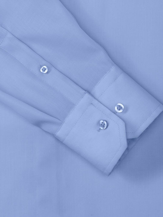 Long Sleeve Cotton Shirt In Narrow Fit Slim Light Blue Light Blue
