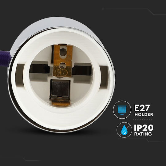 V-TAC Висящо Осветително Тяло Лилав с Цокъл E27 36см.