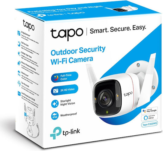 TP-LINK Tapo C320WS v1 IP Surveillance Camera Wi-Fi Full HD+ 4MP Waterproof with Two-Way Communication and Lens 3.18mm