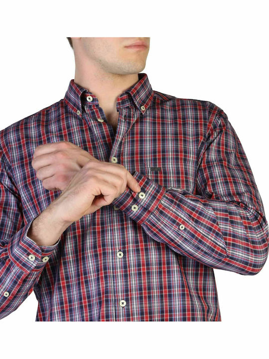 Long Sleeve Cotton Shirt in Regular Fit Checked Red 213B1230A E74