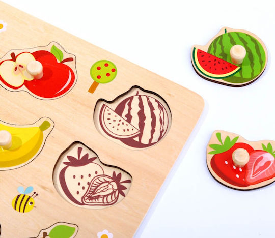 Wooden Kids Pegged Puzzle Fruits for 1+ Years 10pcs Tooky Toys