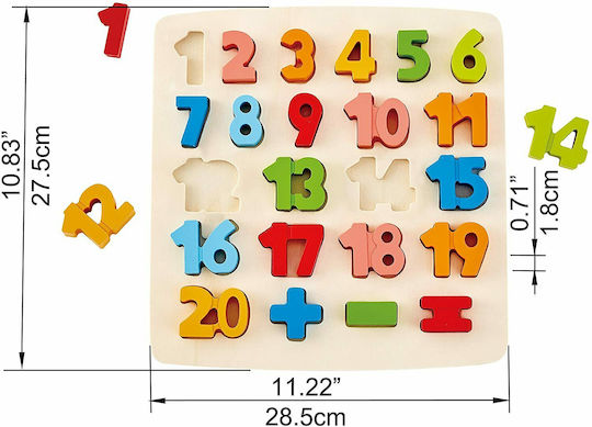 Lemnos Puzzle pentru Copii cu Îmbinări Chunky Number Math pentru 3+ Ani 24buc Hape