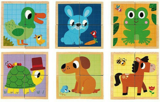 Wooden Kids Puzzle Puppy for 3+ years+ Years 4pcs Djeco
