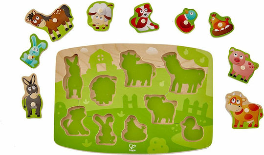 Wooden Kids Peg Puzzle Farm for 2+ Years 10pcs Hape