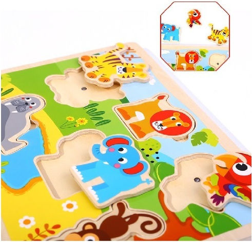 Holz Kinder Steckpuzzle Tiere für 1+ Jahre 6pcs Tooky Toys