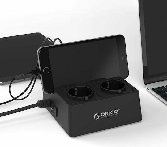Orico ODC-2A5U-V1-EU Πολύπριζο Aσφαλείας με 5 USB-A και Διακόπτη