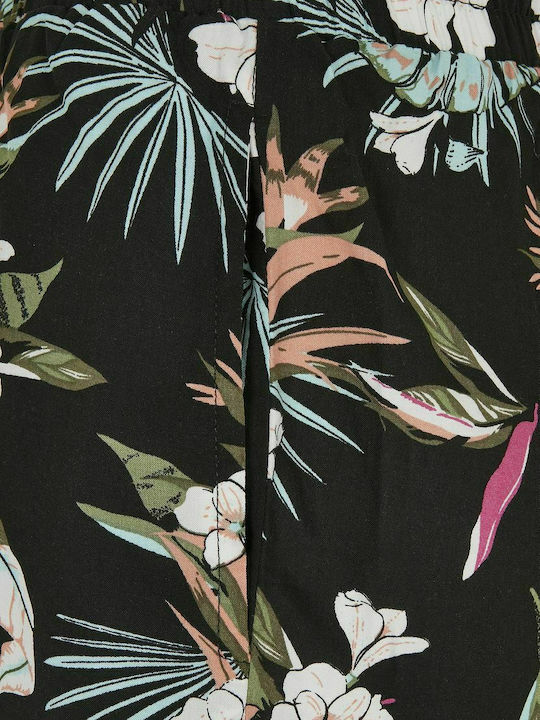 TB3435 Pantaloni Scurți Pentru Femei Negri Tropicali