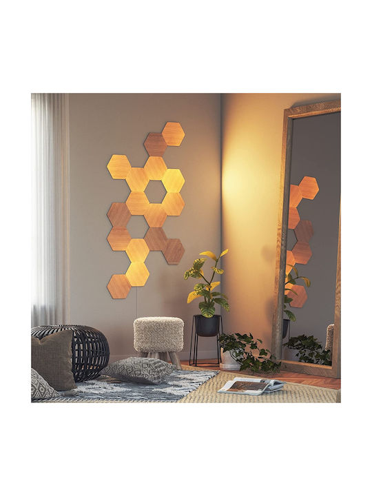 Nanoleaf Smart Διακοσμητικό Φωτιστικό LED Θερμό Λευκό 4000K Hexagon 3τμχ