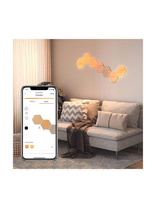 Nanoleaf Smart Διακοσμητικό Φωτιστικό LED Θερμό Λευκό 4000K Hexagon 3τμχ