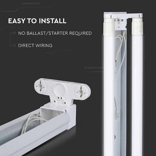 V-TAC Lighting Batten with 2 Slots for LED Lamps T8 60cm