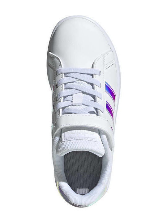 Grand Court C Kids Sneakers with Hook & Loop Closure Cloud White / Dash Grey