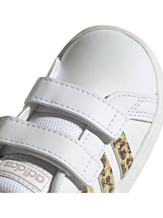 Grand Court Παιδικά Sneakers με Σκρατς Cloud White / Champagne Met.
