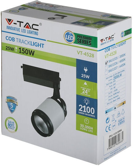 V-TAC Single LED Cool White Spot in Black Color