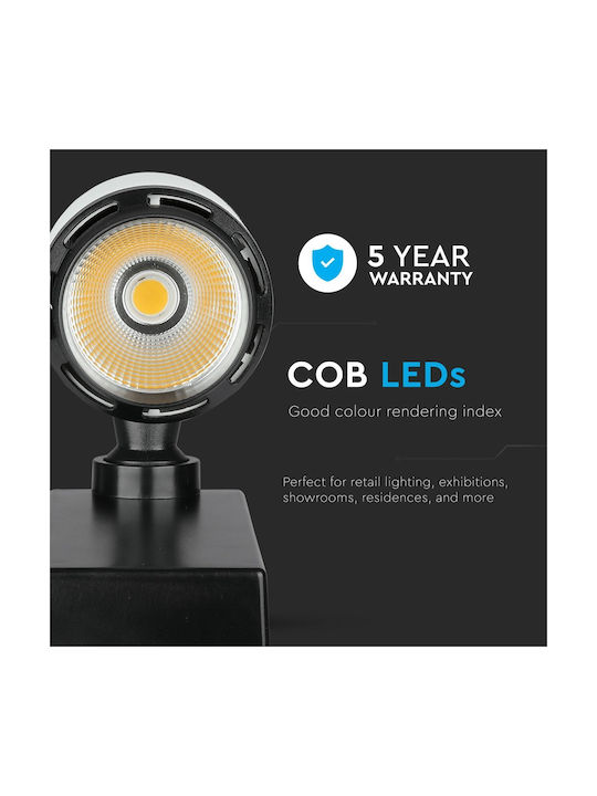 V-TAC Single LED Cool White Spot in Black Color