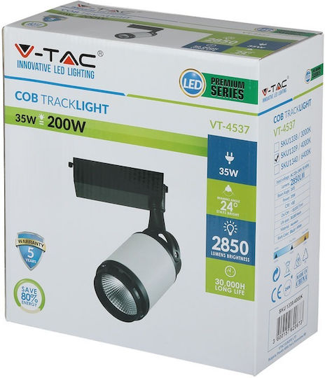 V-TAC Single LED Cool White Spot in Black Color
