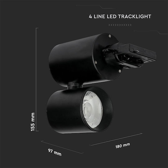 V-TAC Single LED Cool White Spot in Black Color