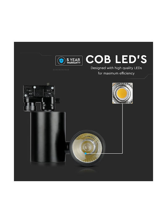V-TAC Single LED Cool White Spot in Black Color