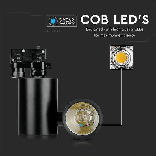 V-TAC Single LED Cool White Spot in Black Color