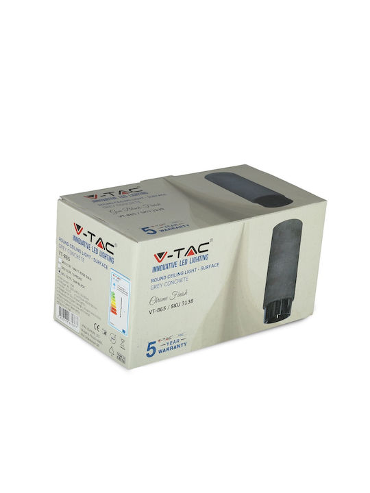 V-TAC VT-865 Μονό Σποτ με Ντουί GU10 σε Μαύρο Χρώμα