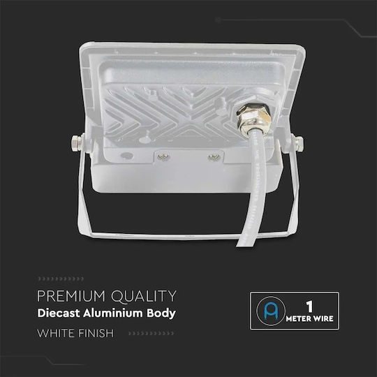 V-TAC Στεγανός Προβολέας LED 10W Φυσικό Λευκό 4000K με Αισθητήρα Κίνησης IP65