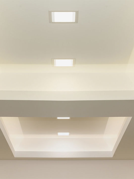 V-TAC Τετράγωνο Χωνευτό LED Panel 18W με Φυσικό Λευκό Φως 4000K 22.5x22.5εκ.