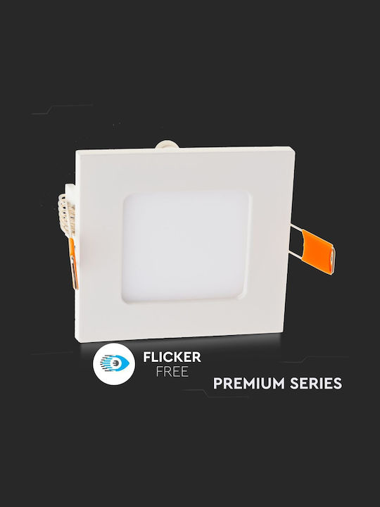 V-TAC Τετράγωνο Χωνευτό LED Panel 18W με Φυσικό Λευκό Φως 4000K 22.5x22.5εκ.