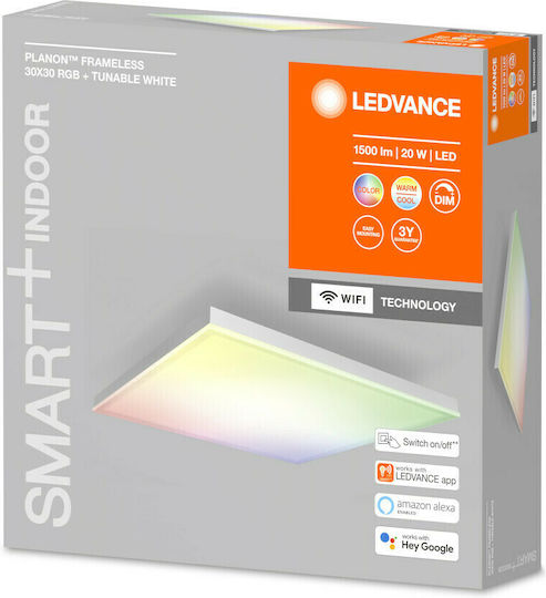 Ledvance Ledvance SMART+ WiFi Planon Τετράγωνο Εξωτερικό LED Panel 20W με RGB Φωτισμό 30x30εκ.