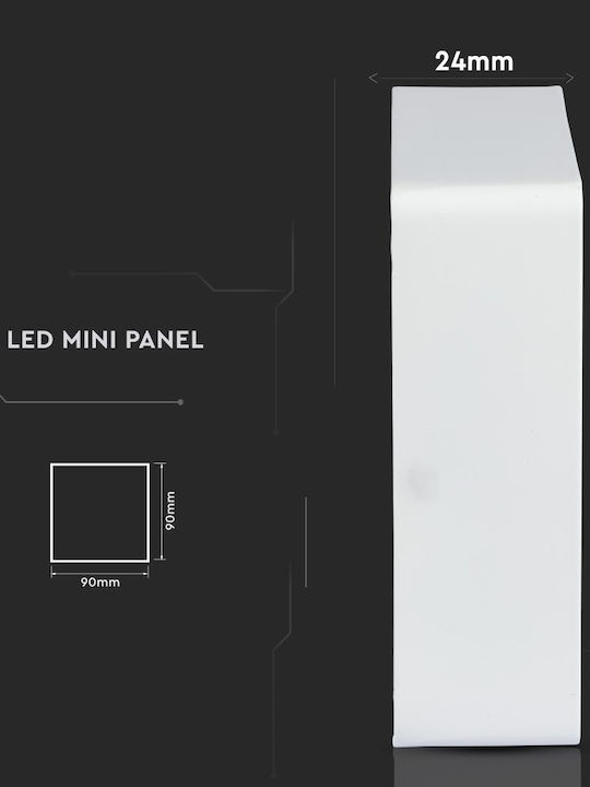 V-TAC Pătrat În aer liber Panou LED Putere 6W cu Alb Rece Lumini 18x18cm.