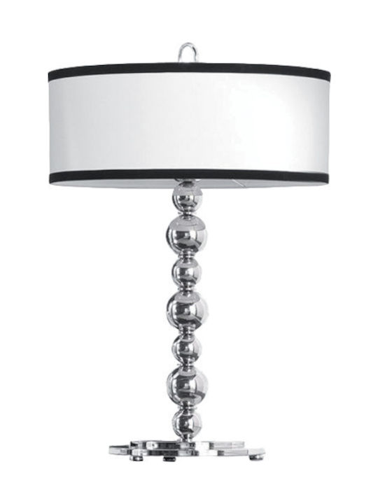 Elmark Clara Metal Table Lamp for Socket E27 with White Shade and Silver Base