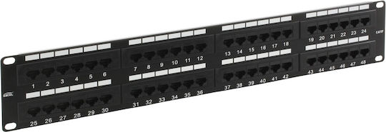Patch Panel for Rack 2U 19" with 48 cat5e Ports Black
