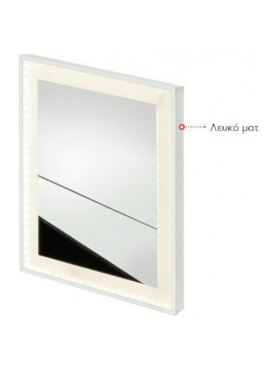 Karag Ld-cs Rectangular Bathroom Mirror Led made of Stainless Steel 50x70cm Gray