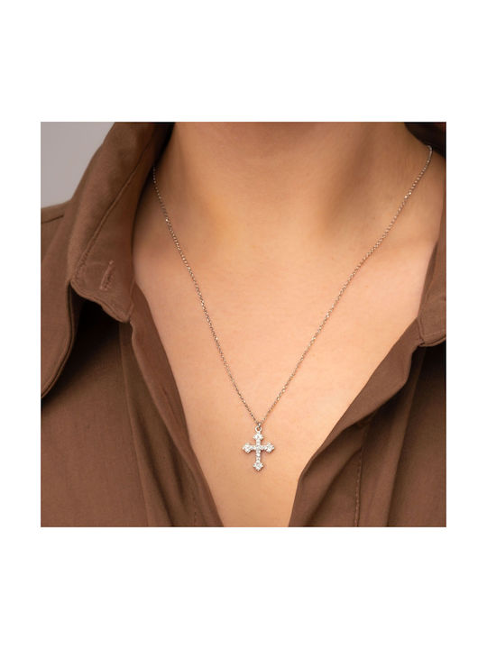 Excite-Fashion Women's Cross from Silver with Chain Silver Series