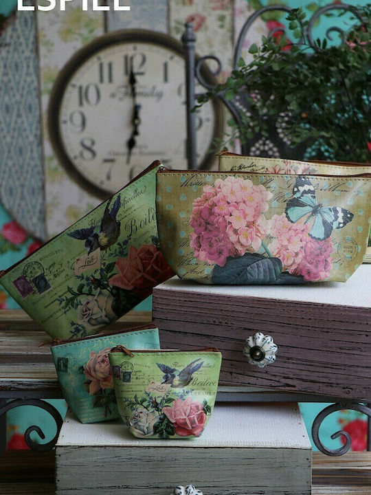Toiletry Bag Flowerbutterfly in Beige color 23cm
