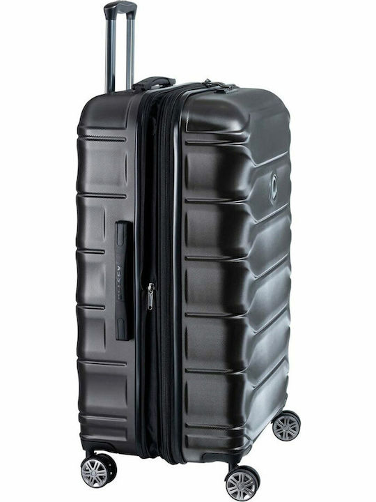 Delsey Meteor Large Hard Black Suitcase with 4 Wheels Height 78cm