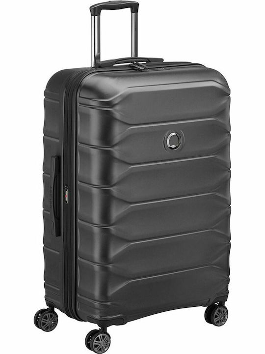 Delsey Meteor Large Hard Black Suitcase with 4 Wheels Height 78cm