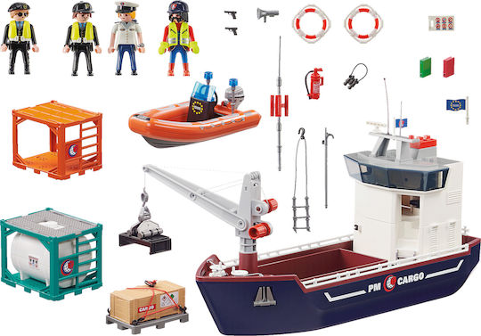 Playmobil City Action Cargo Ship with Boat for 4-10 years old