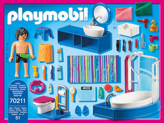 Playmobil Dollhouse Πολυτελές Λουτρό με Μπανιέρα για 4 ετών