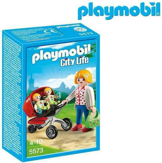 Playmobil Stadtleben Mama mit Zwillingen & Kinderwagen für 4-10 Jahre