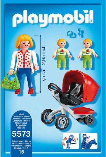 Playmobil Stadtleben Mama mit Zwillingen & Kinderwagen für 4-10 Jahre
