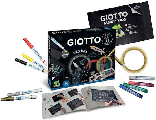 Giotto Ζωγραφική Σετ Δημιουργίας Art Lab Crazy Black για Παιδιά 8+ Ετών 23τμχ