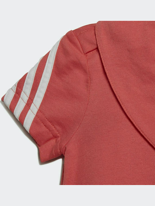 adidas 3 Stripes Onesie Baby Bodysuit Short-Sleeved with Accessories Coral